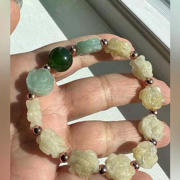 YELLOW JADE + AVENTURINE NATURAL STONES BRACELET 7.5” - Picture 11 of 11